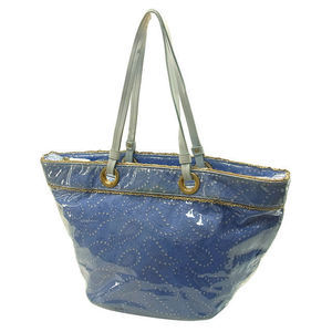 Samantha Thavasa Back Paisley Lace Tote Shoulder Bag Blue x Gold